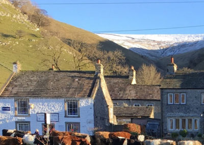 Belted Gallerways with winter backdrop | Buckden Camping